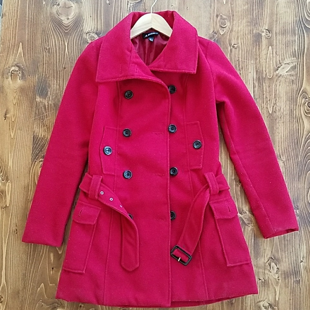 Red Wool-blend Coat - Small